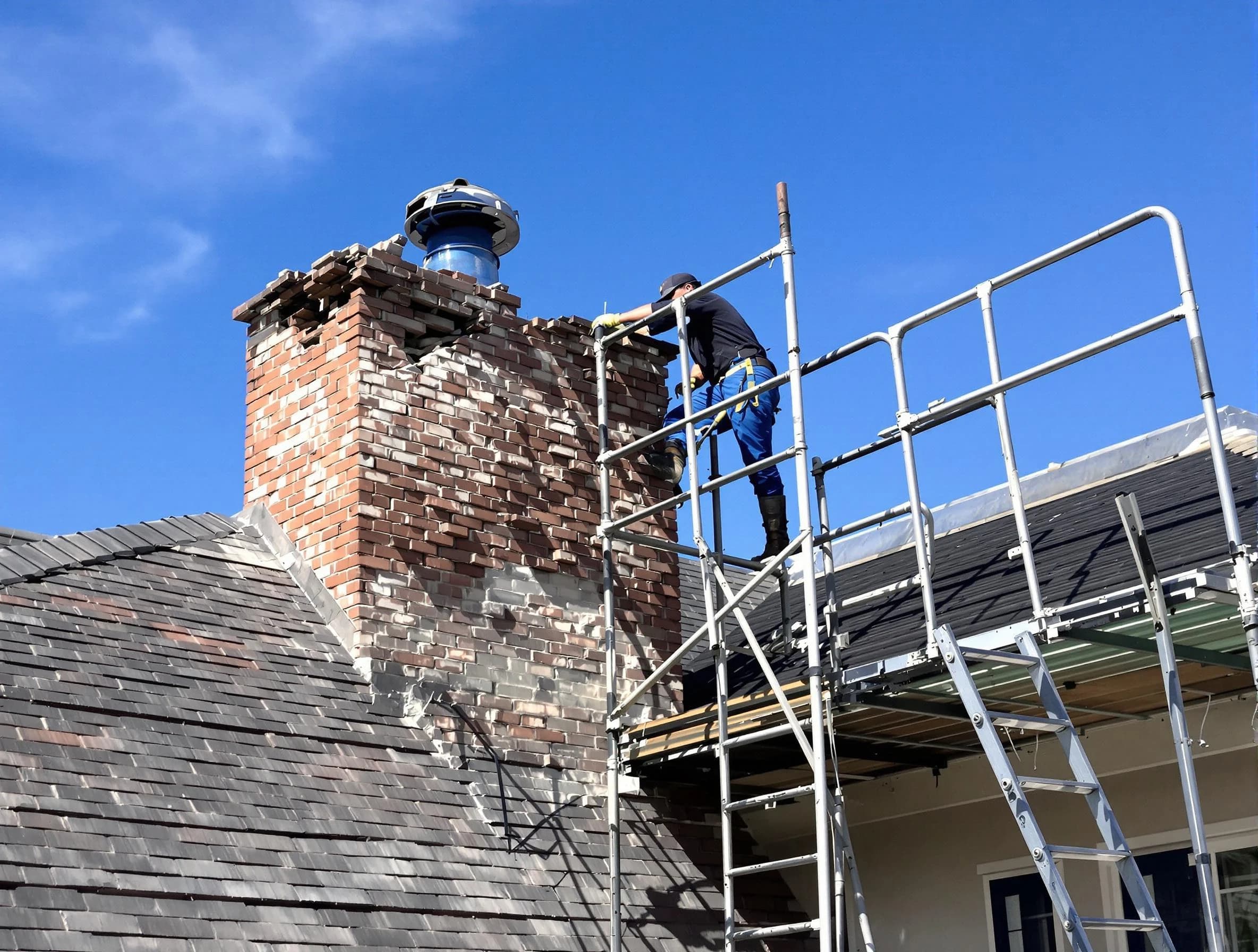 Rebuilding a chimney structure by Hueytown Chimney Sweep in Hueytown, AL