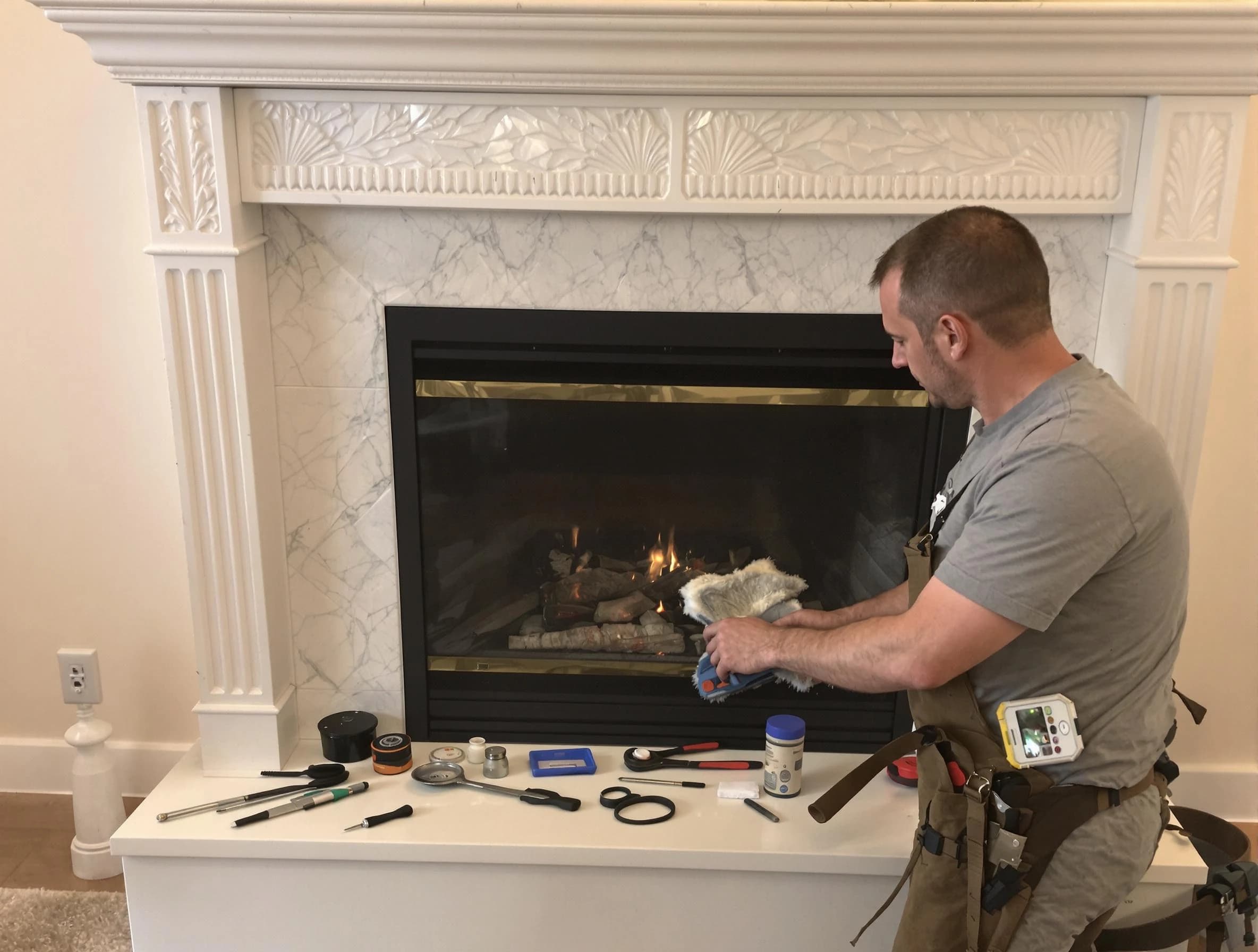 Hueytown Chimney Sweep performing fireplace maintenance in Hueytown, AL