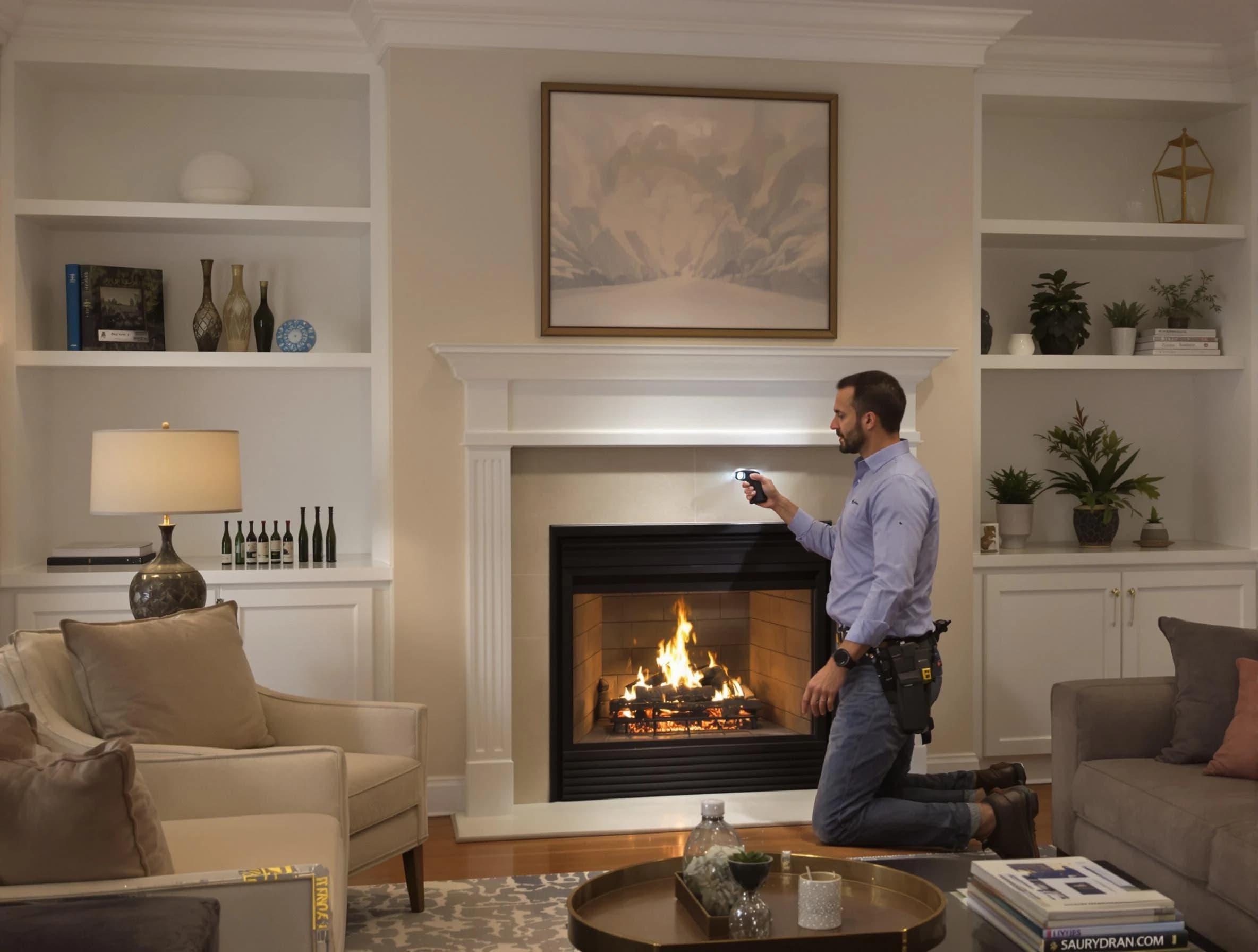 Hueytown Chimney Sweep conducting a fireplace safety inspection in Hueytown, AL