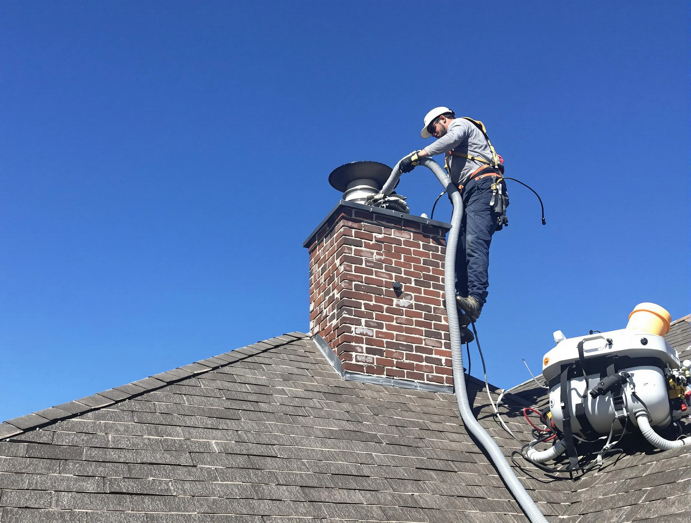 Dedicated Hueytown Chimney Sweep team member cleaning a chimney in Hueytown, AL