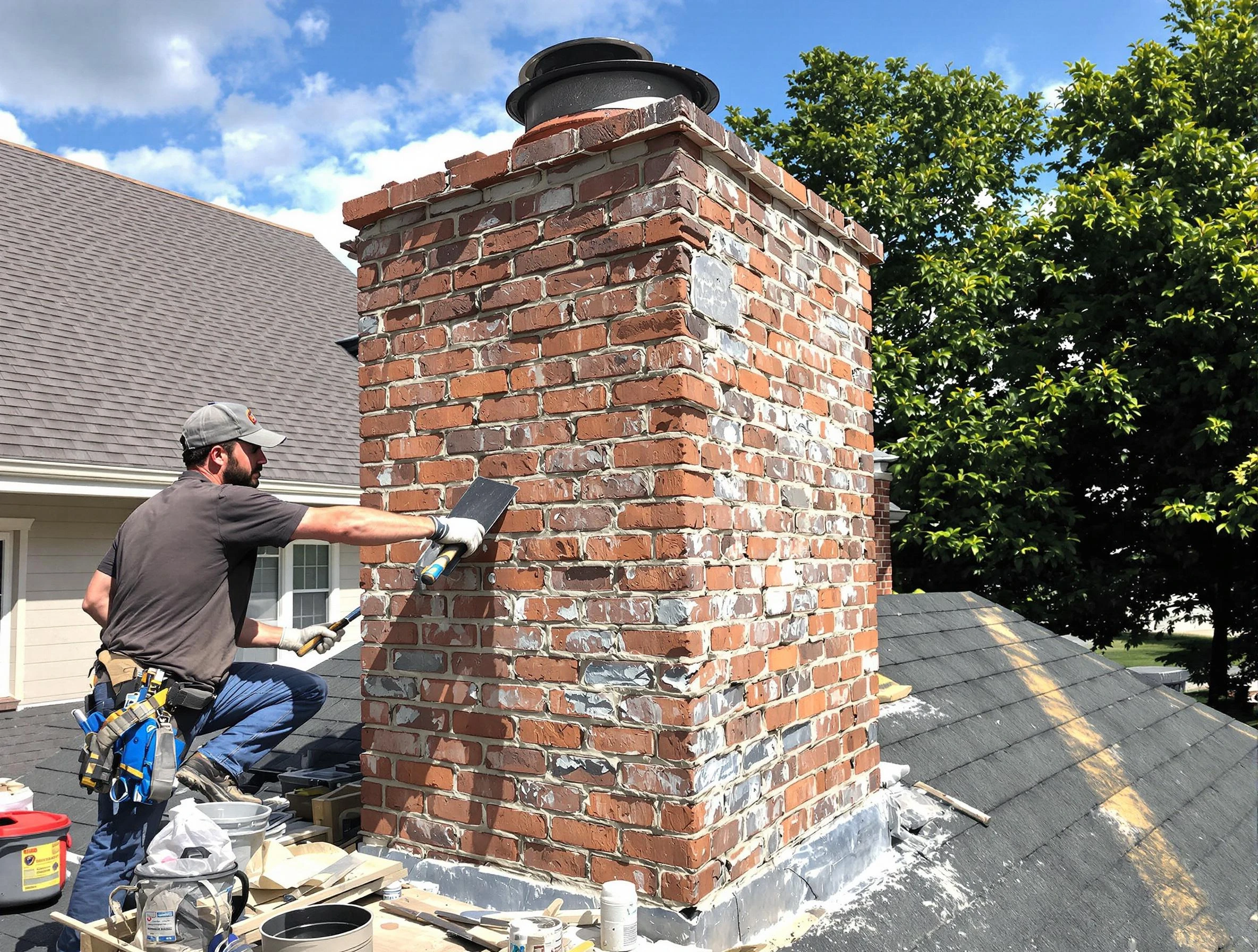 Completed chimney rebuild by Hueytown Chimney Sweep in Hueytown, AL