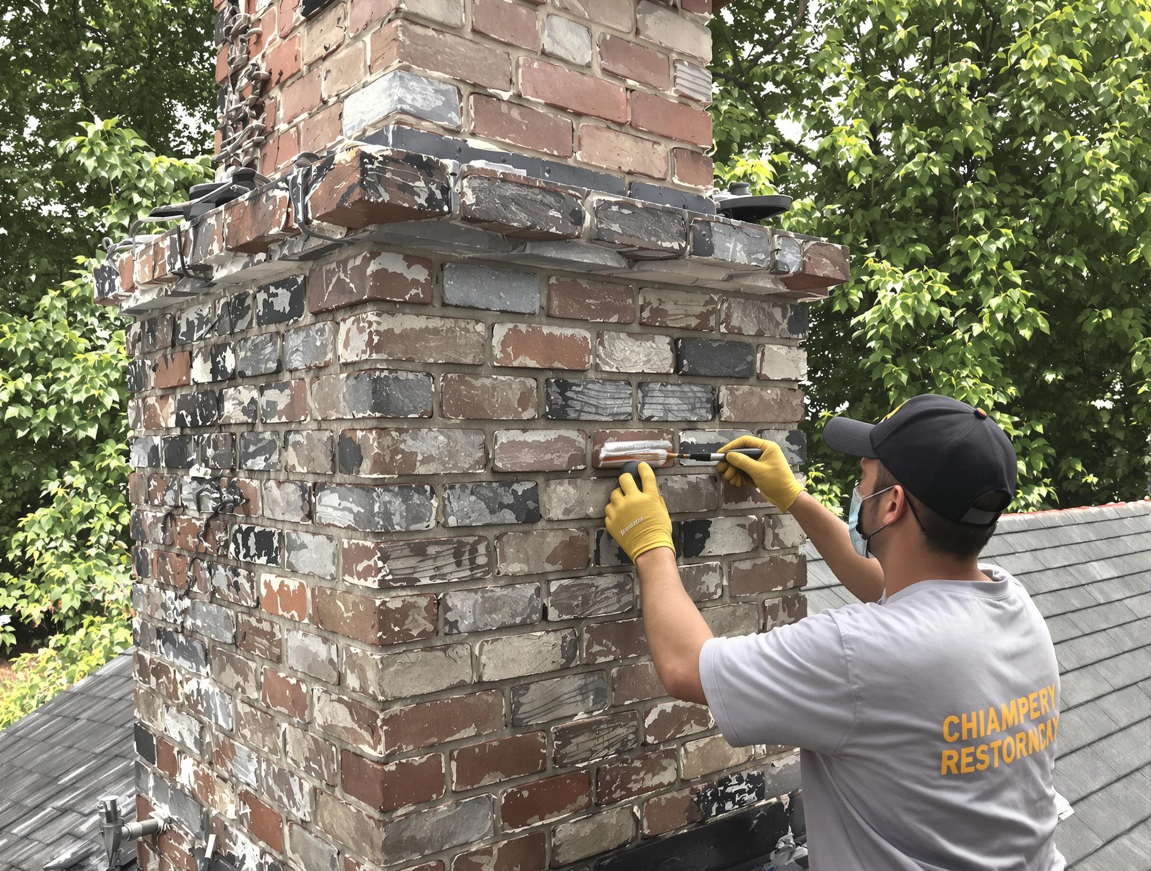In-progress chimney restoration by Hueytown Chimney Sweep in Hueytown, AL